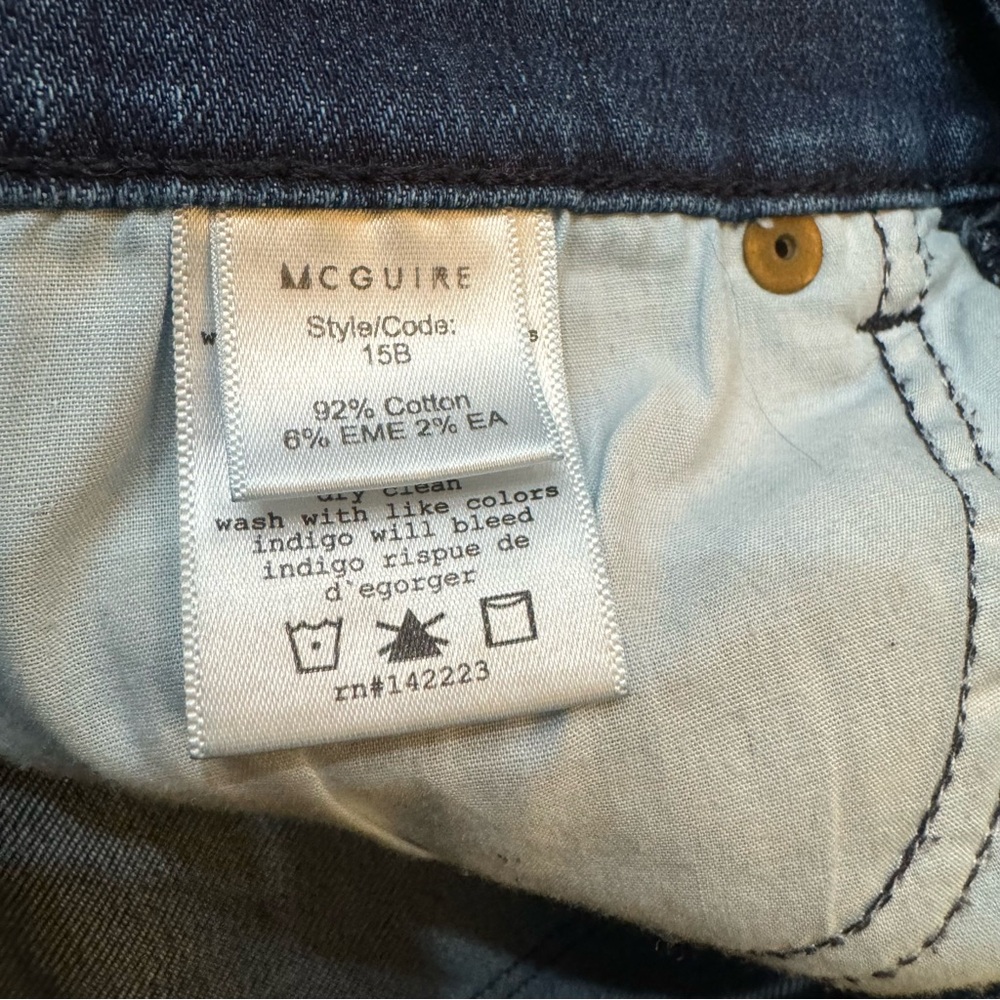 McGuire Raw Edge Hem High Rise Skinny Jeans in Dark Wash. Size Women’s 28 - Picture 17 of 17